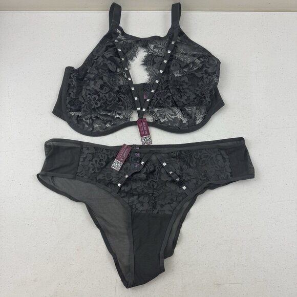 NWT 38H/ 1X Adore Me Emmeline Unlined Plus Bra Panty Set Plus Size Sexy Lingerie - Picture 1 of 13